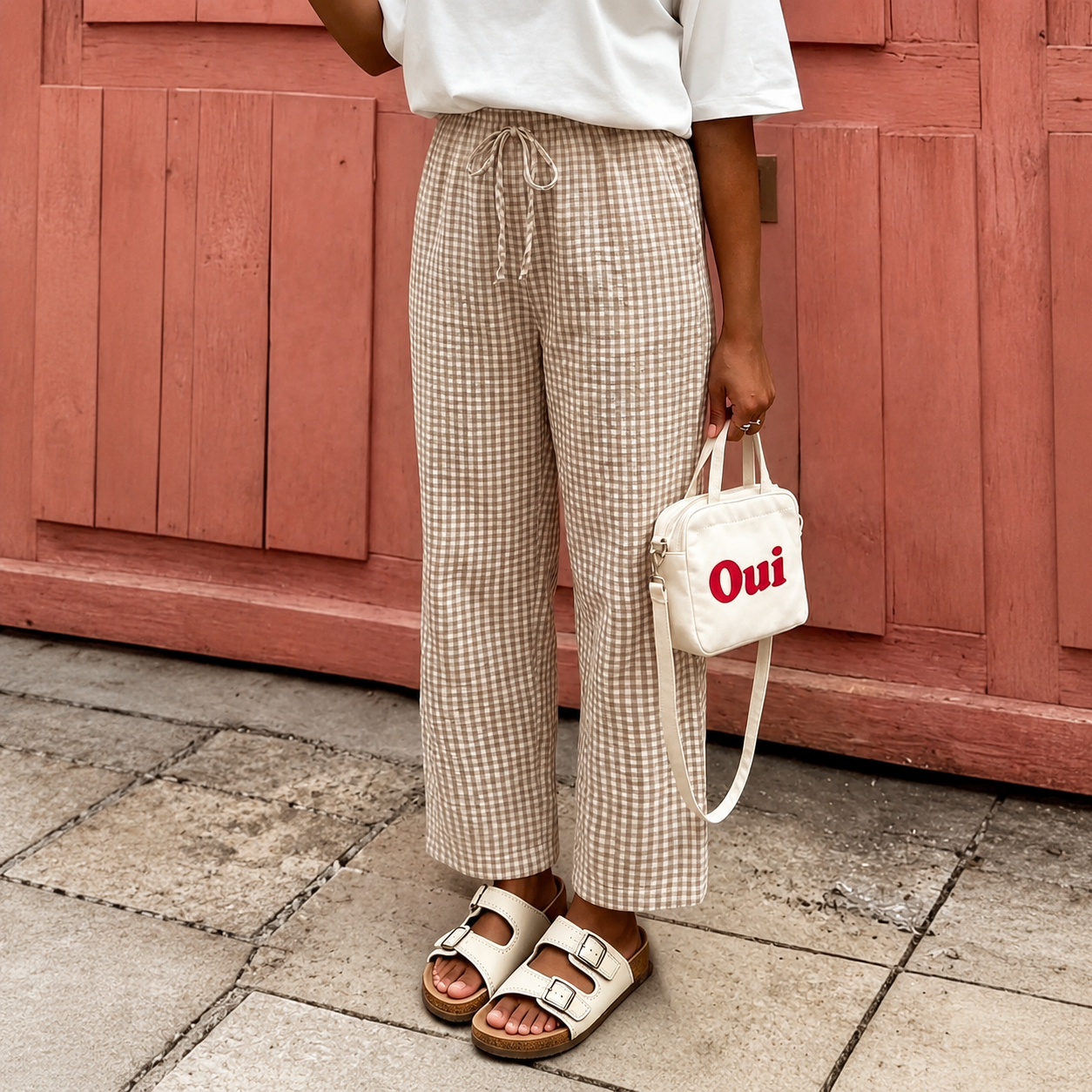 Plaid Bow Detail Bohemian Palazzo Pants For Women