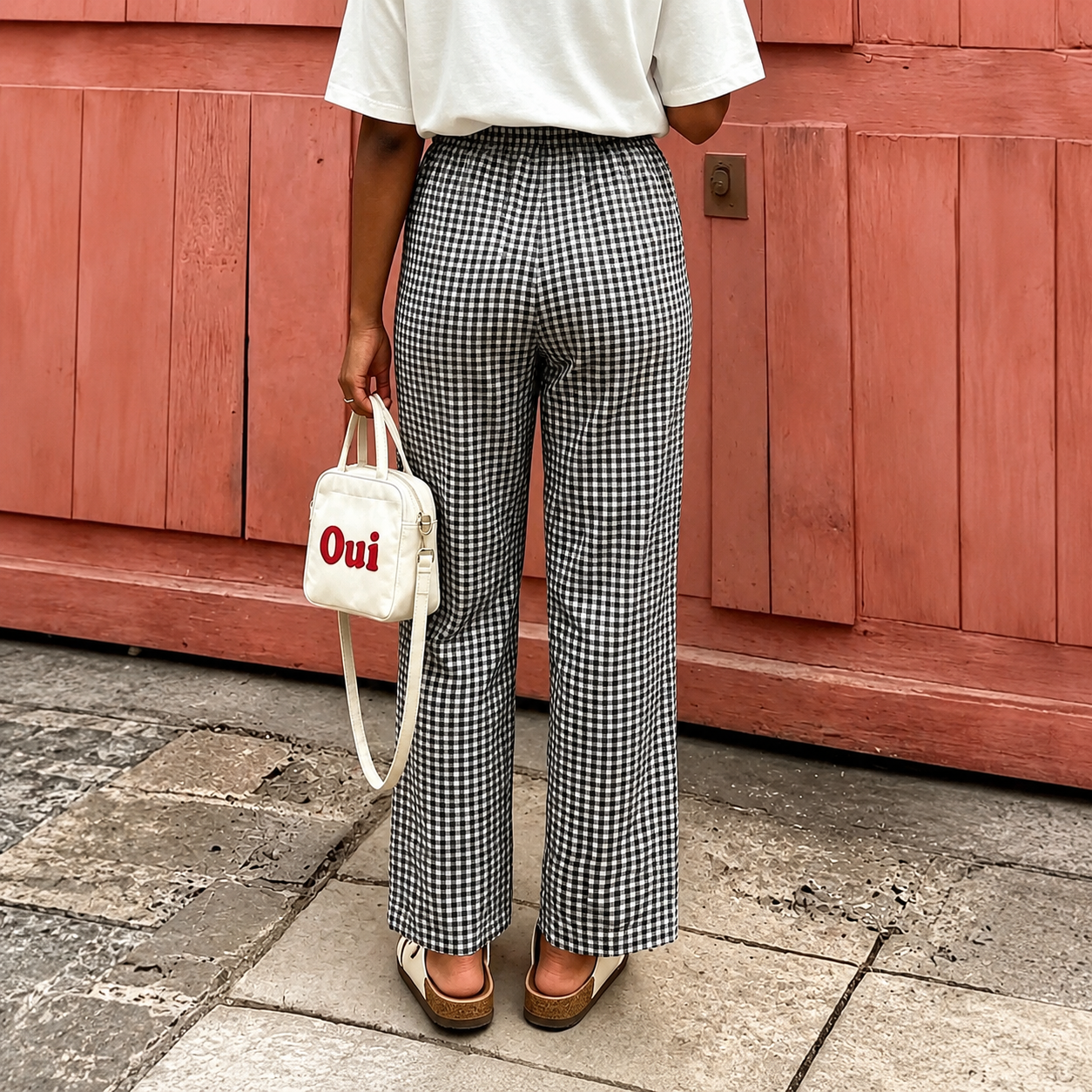 Plaid Bow Detail Bohemian Palazzo Pants For Women