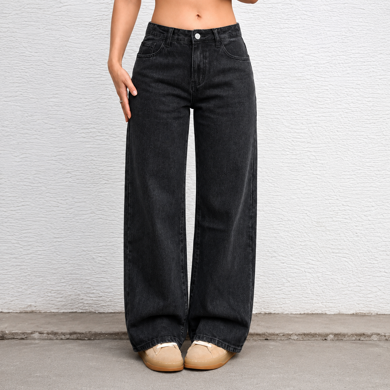 Casual Straight Solid Color Minimalist Jeans For Women