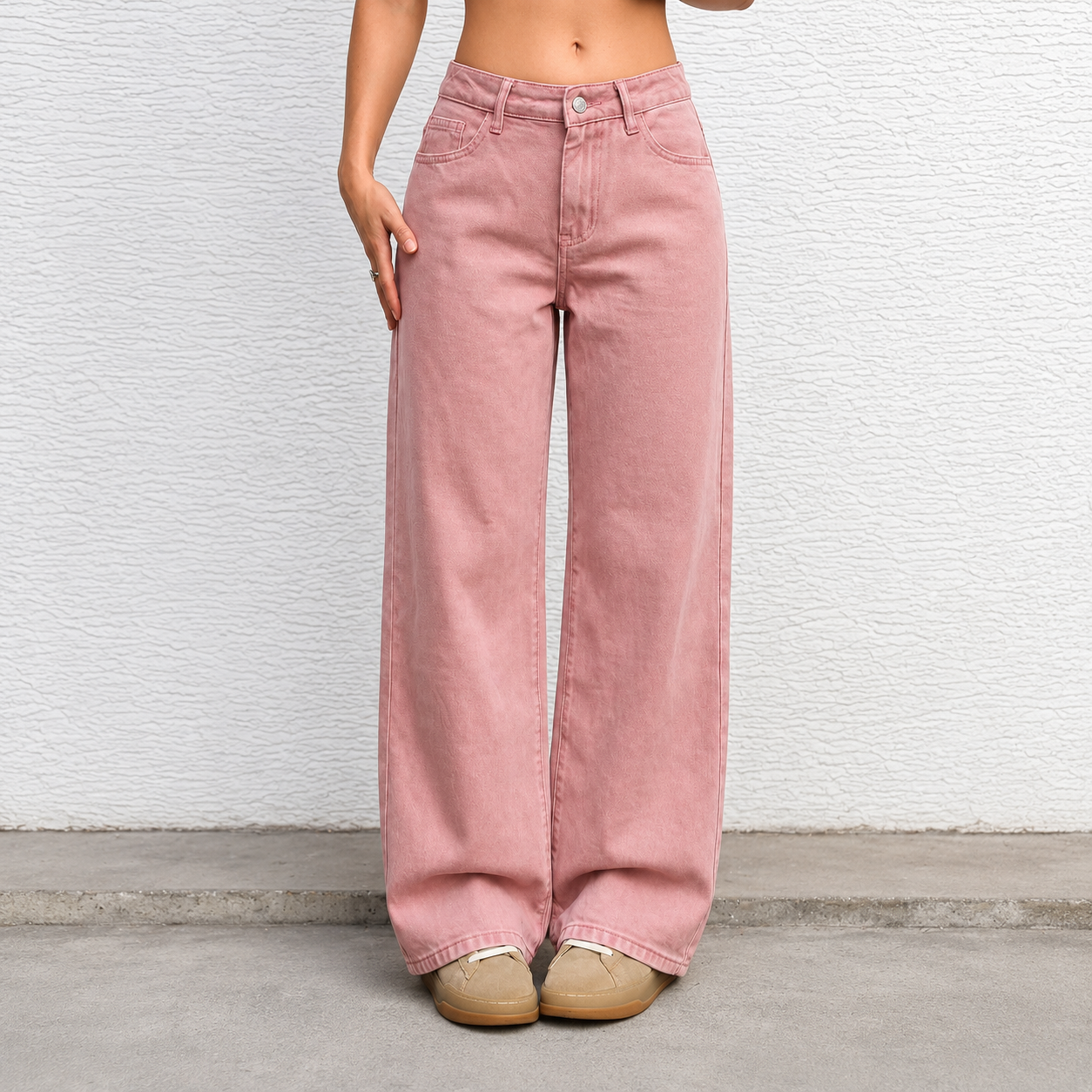Casual Straight Solid Color Minimalist Jeans For Women