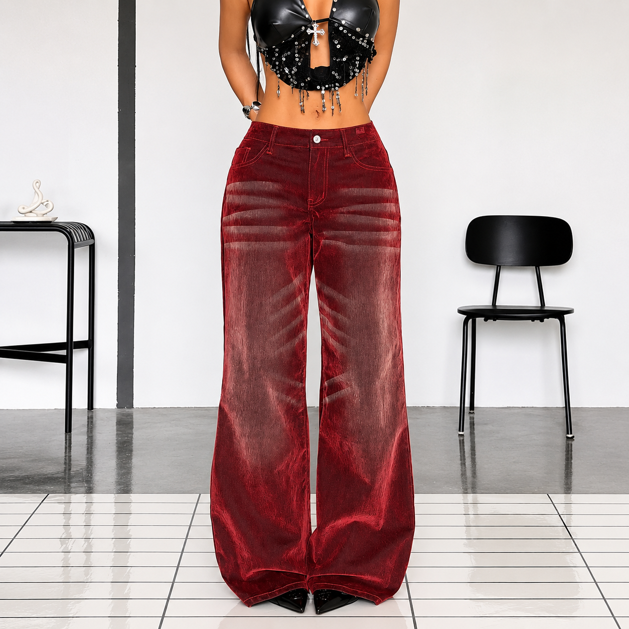 Casual Straight Solid Color Minimalist Jeans For Women