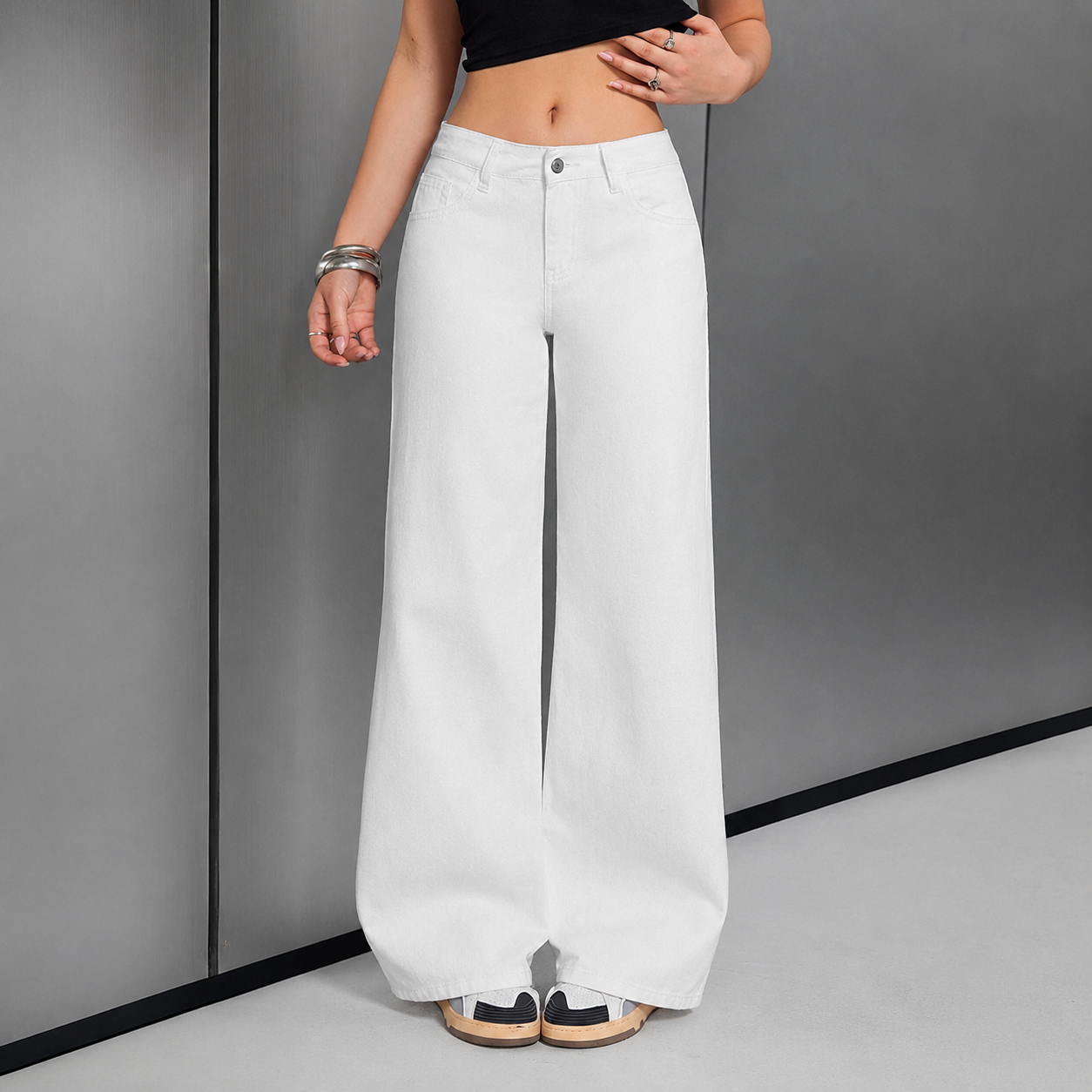 Casual Straight Solid Color Minimalist Jeans For Women