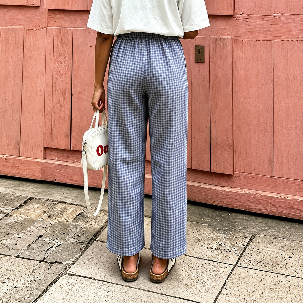 Plaid Bow Detail Bohemian Palazzo Pants For Women