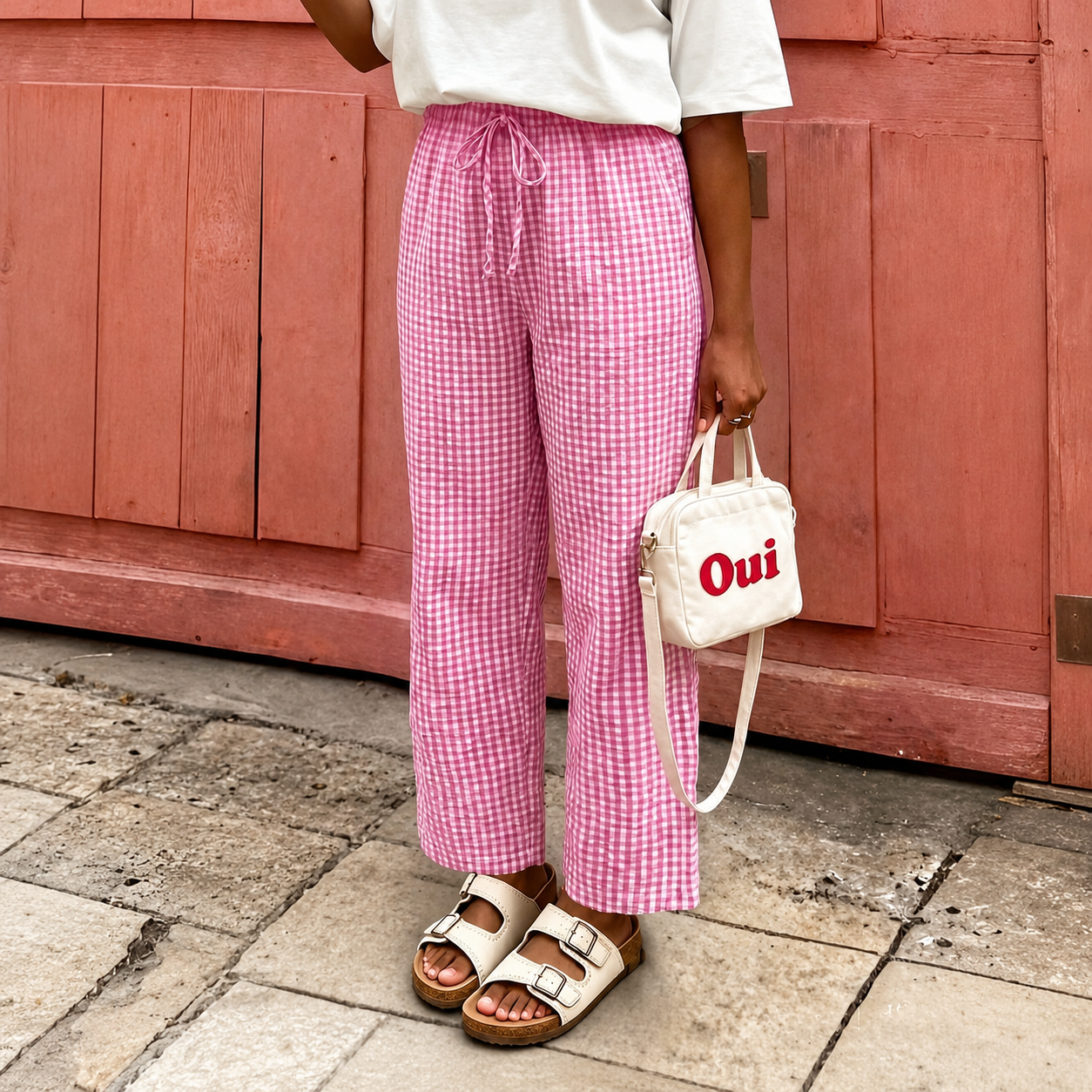 Plaid Bow Detail Bohemian Palazzo Pants For Women