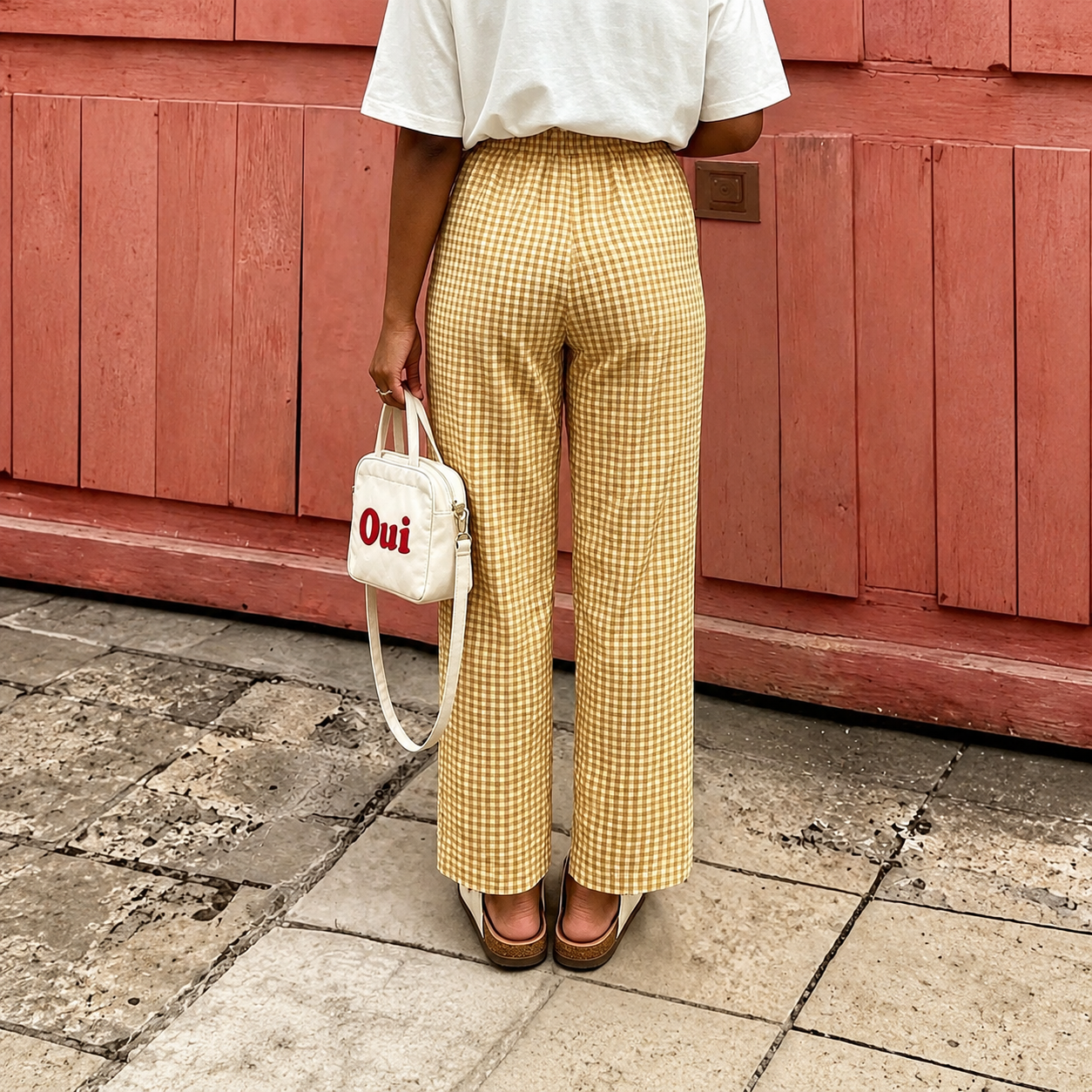 Plaid Bow Detail Bohemian Palazzo Pants For Women