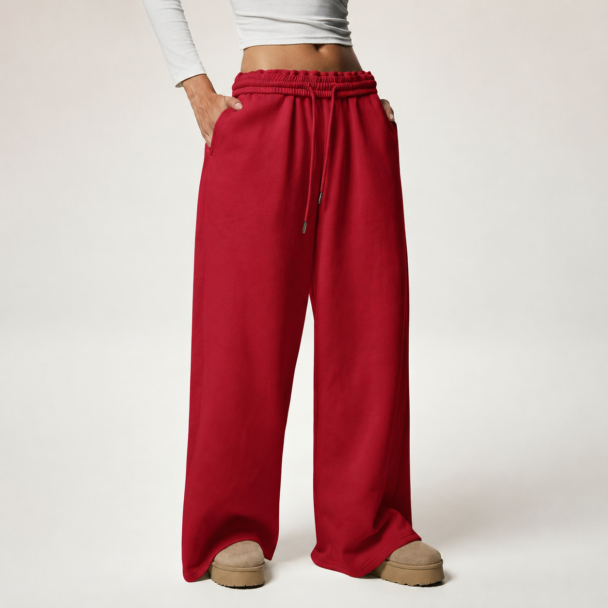 Thermal Lined High Waisted Loose Sweatpants