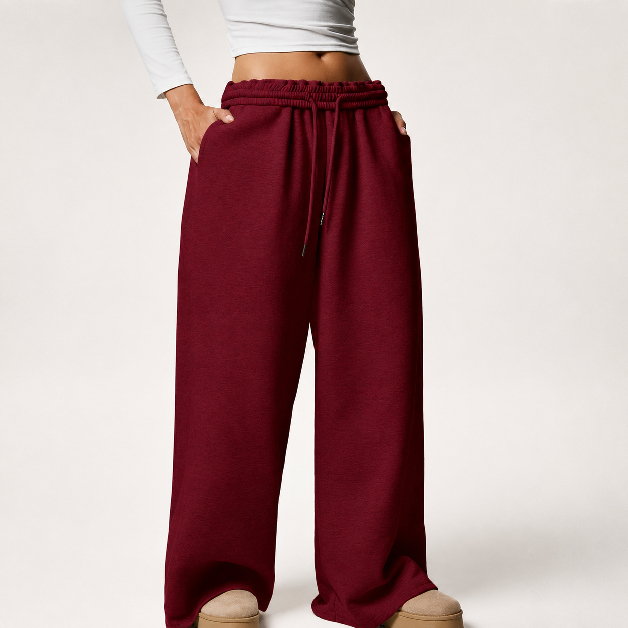 Thermal Lined High Waisted Loose Sweatpants