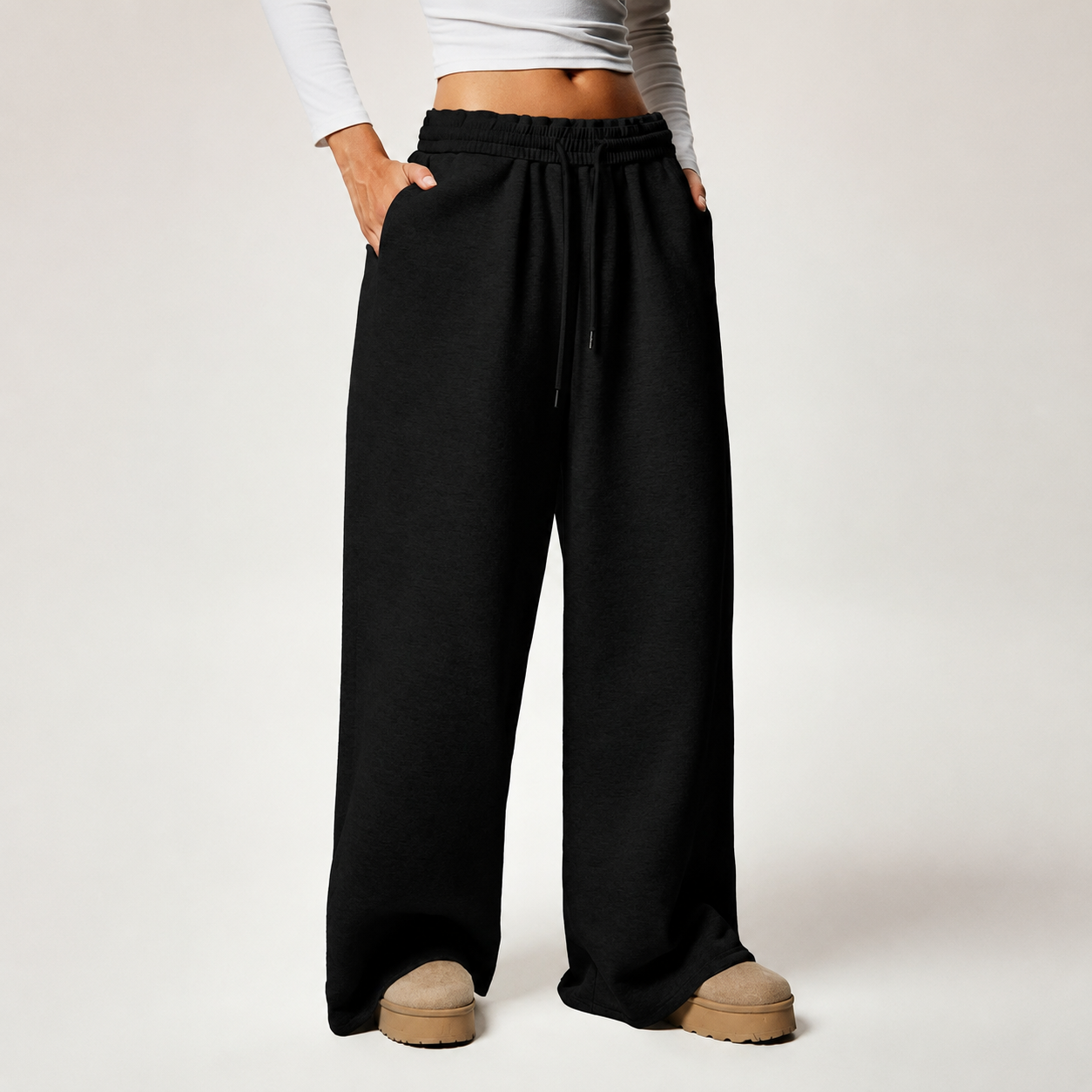 Thermal Lined High Waisted Loose Sweatpants
