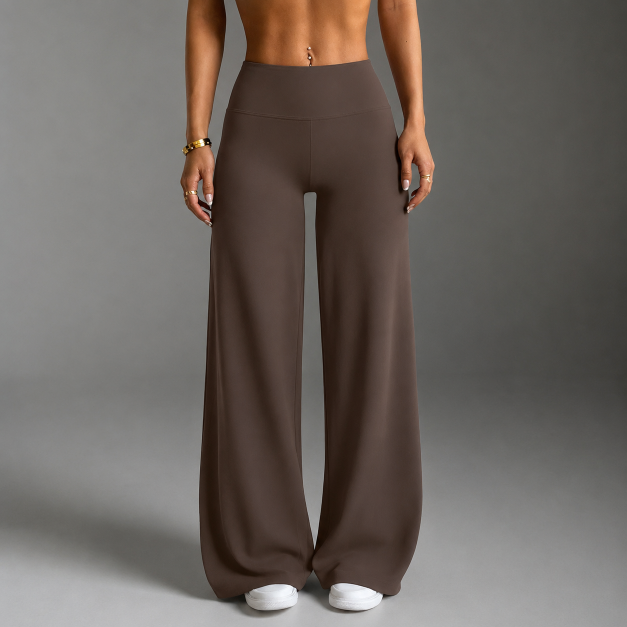 Solid Flared Slim Fit Trousers For Women