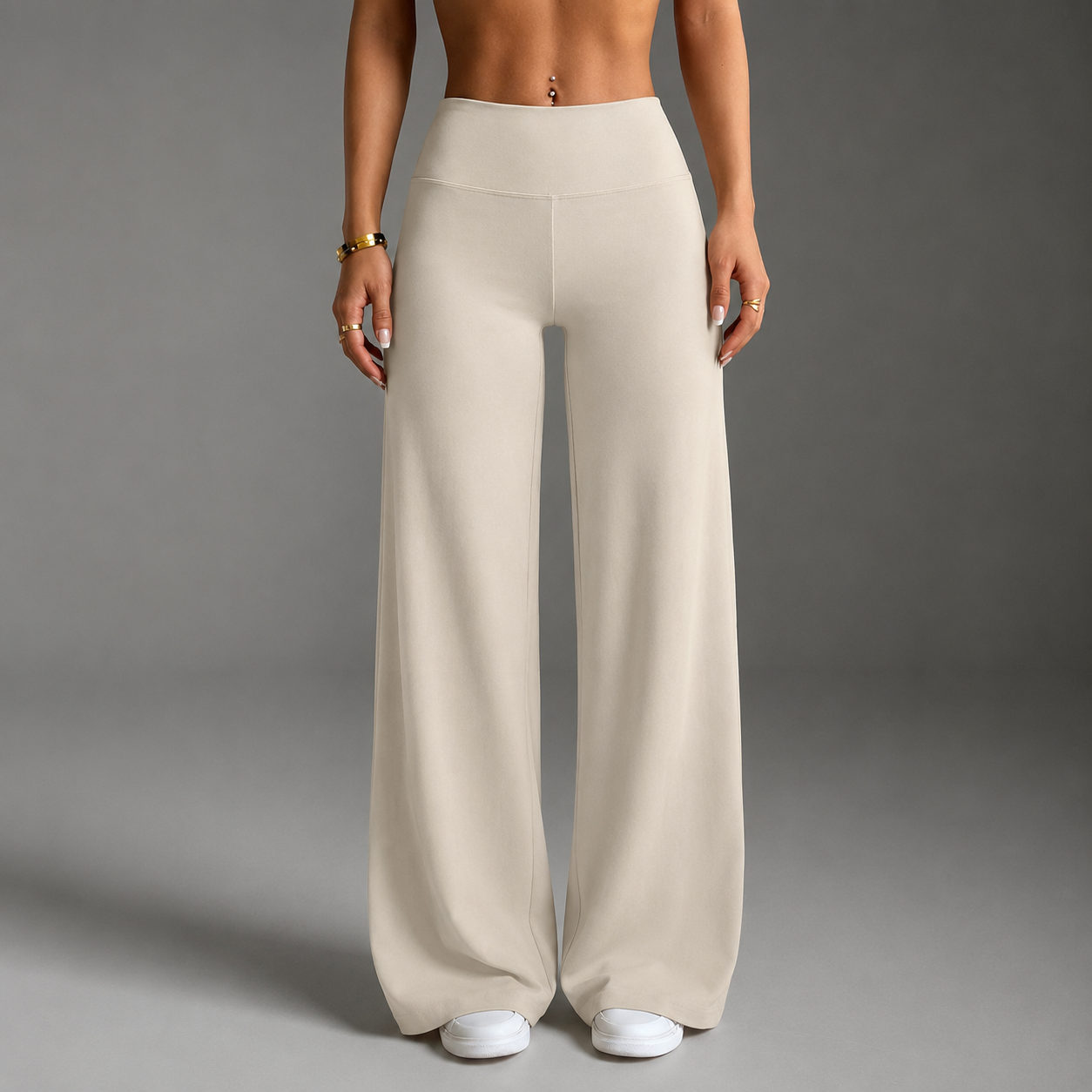 Solid Flared Slim Fit Trousers For Women