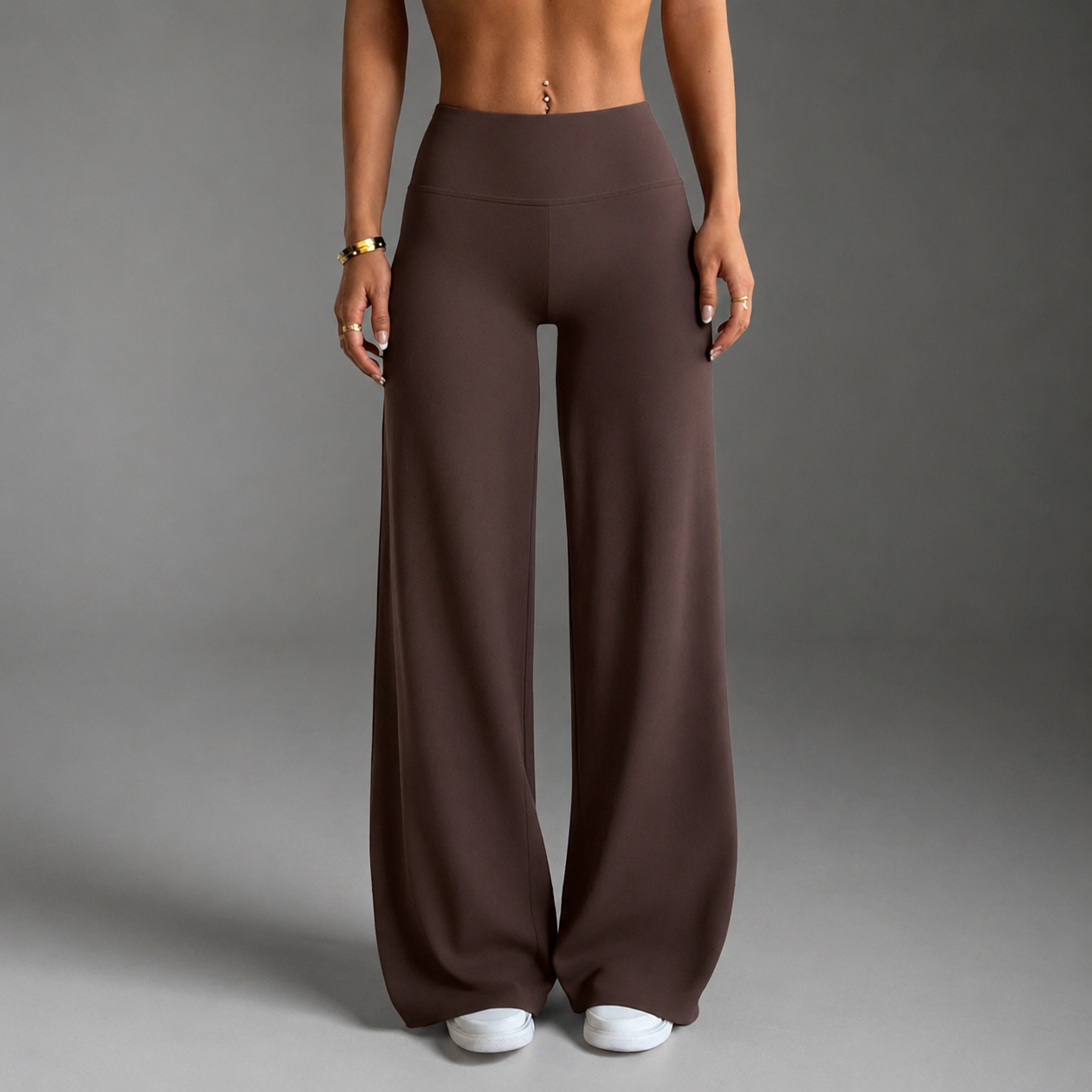 Solid Flared Slim Fit Trousers For Women