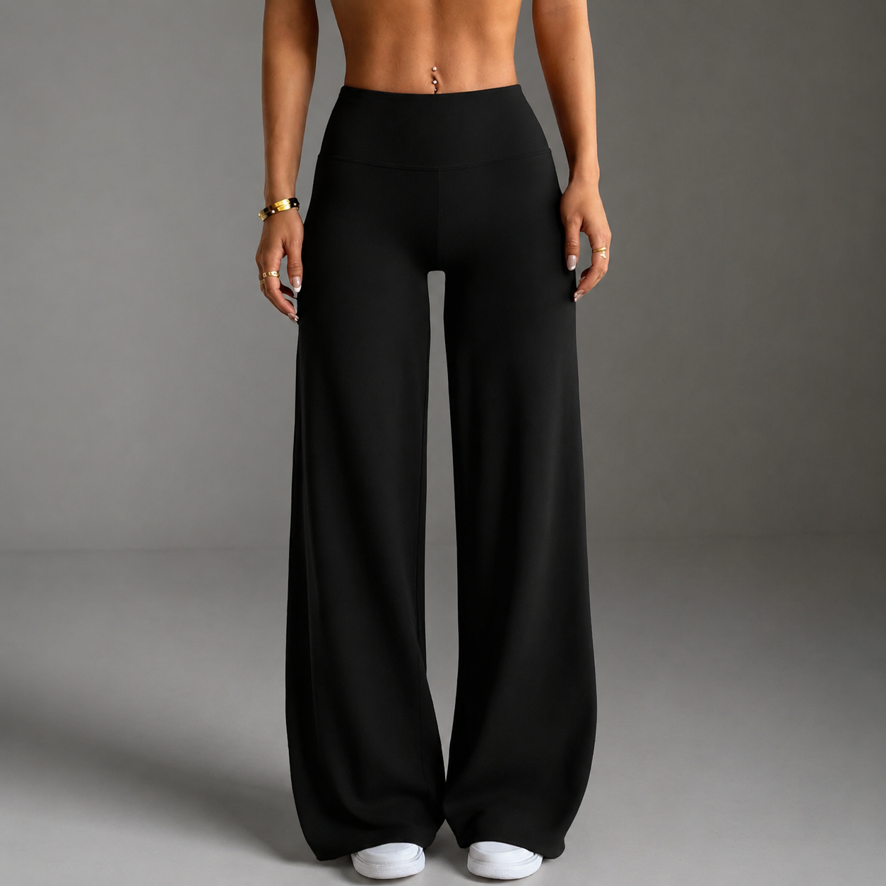 Solid Flared Slim Fit Trousers For Women