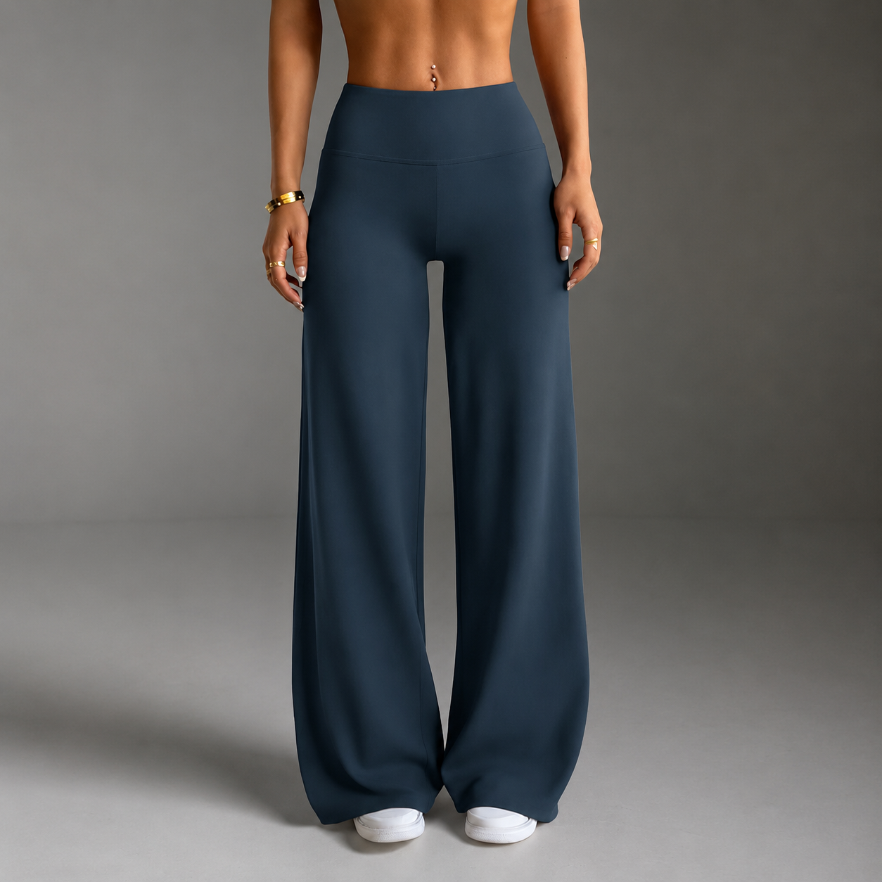 Solid Flared Slim Fit Trousers For Women