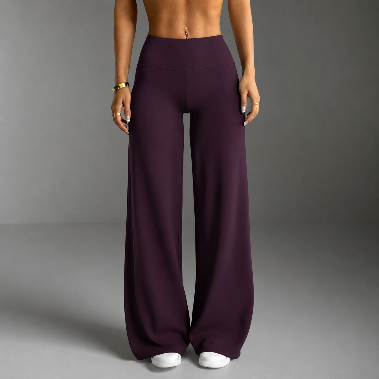 Solid Flared Slim Fit Trousers For Women