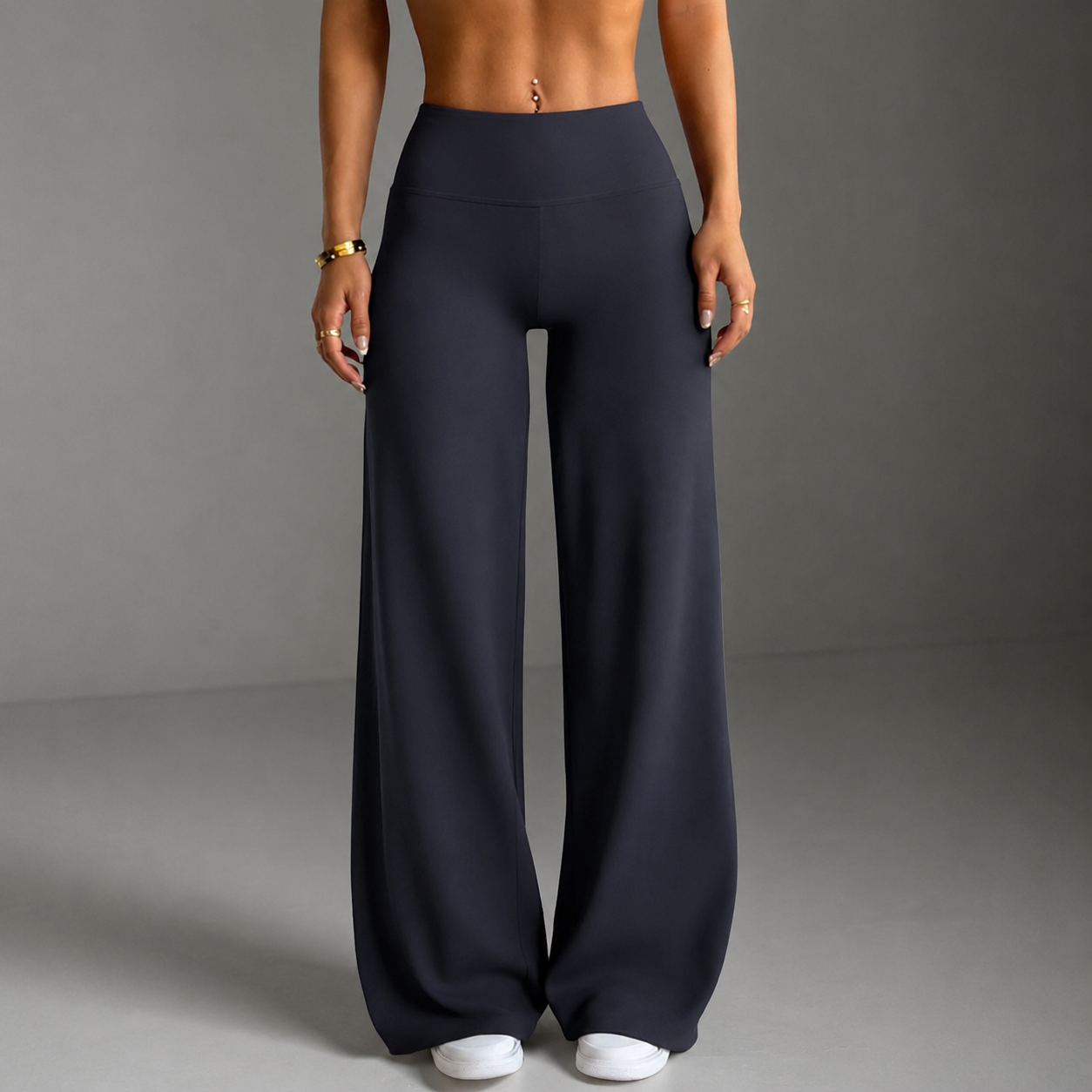 Solid Flared Slim Fit Trousers For Women
