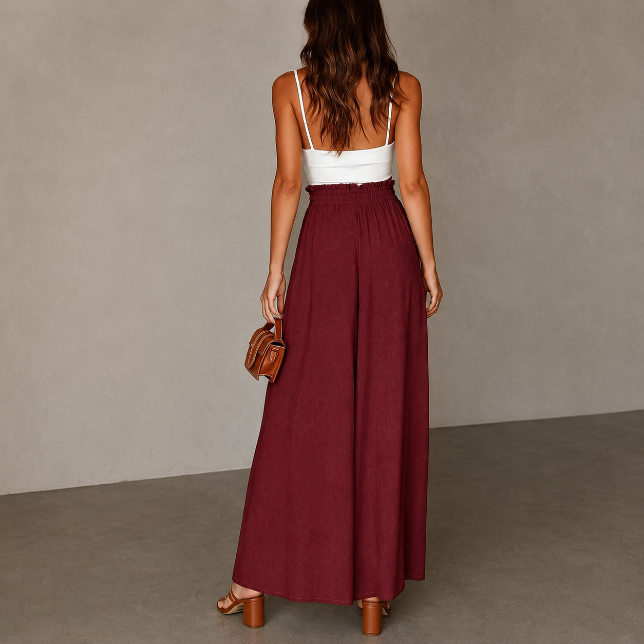 Wide Pleated Fall Belted Pants For Women