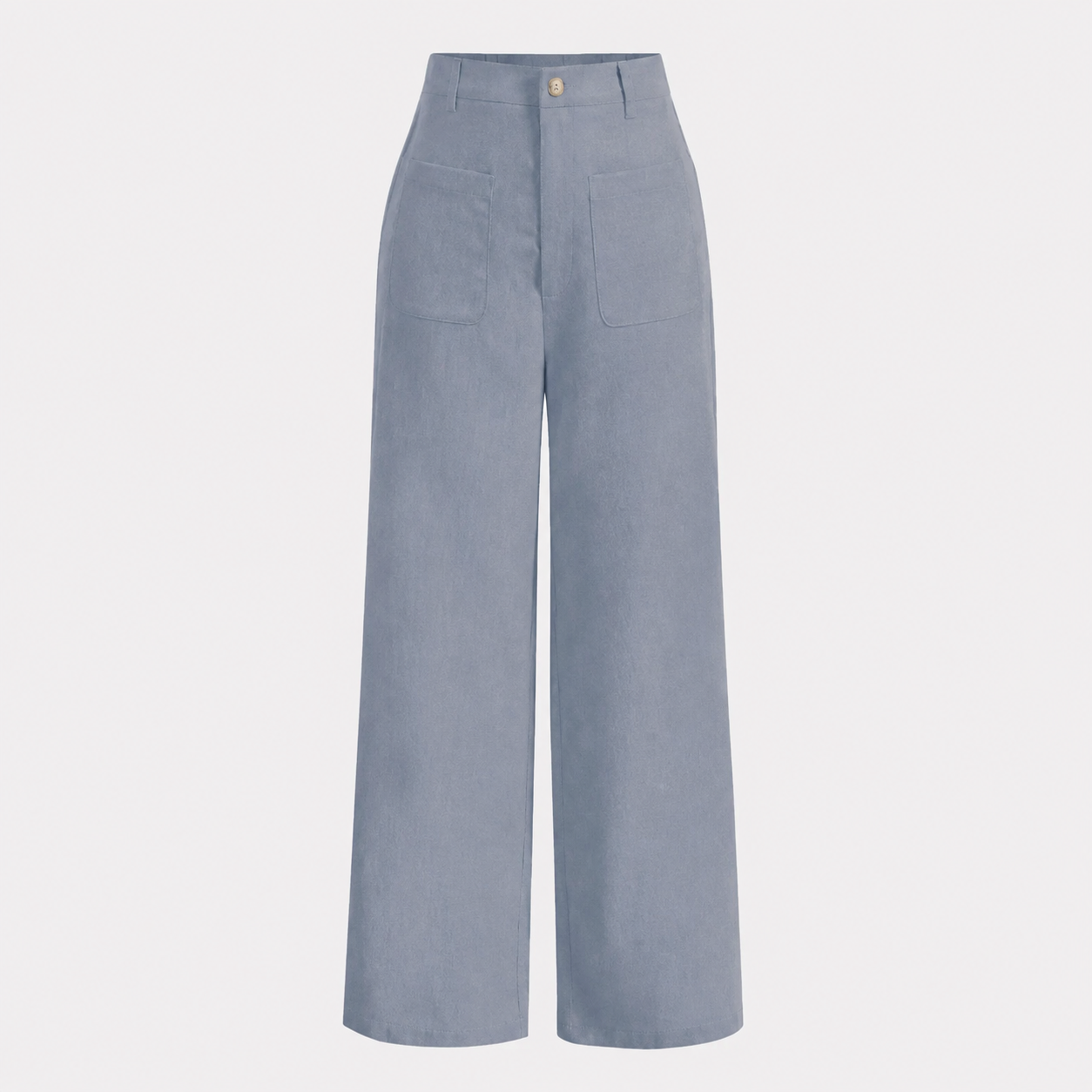 Solid Colored Pocket Button Front Wide Leg Pants