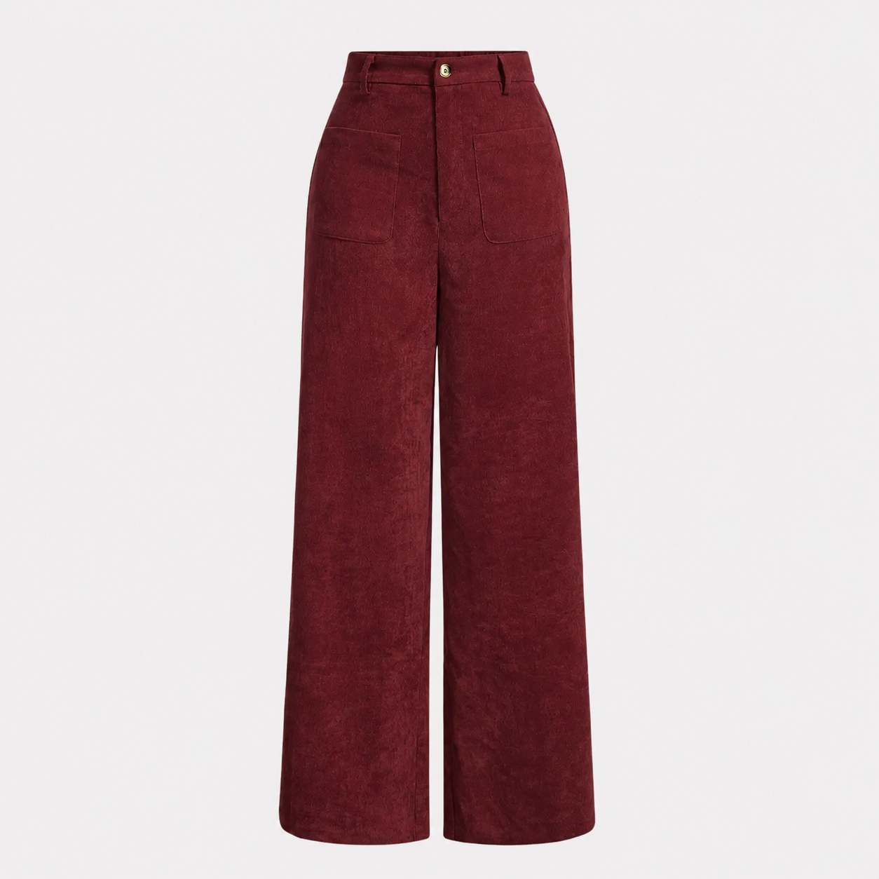 Solid Colored Pocket Button Front Wide Leg Pants