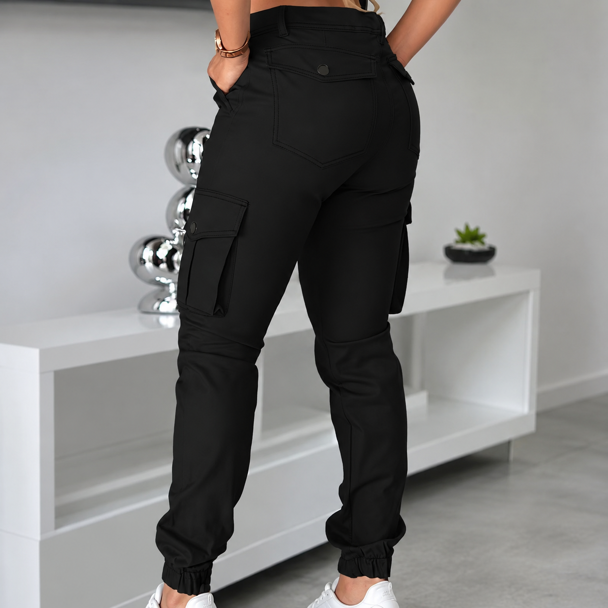 Casual Cargo Pants With Pockets And Drawstring For Women