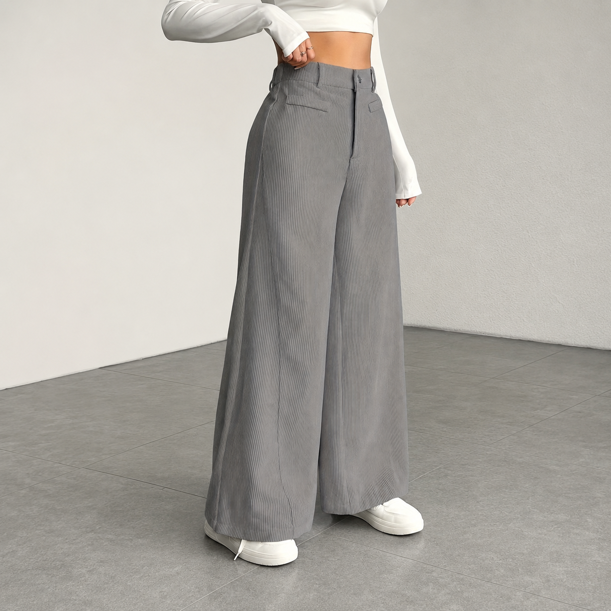 Casual Corduroy Texture Pant For Everyday Wear For Women
