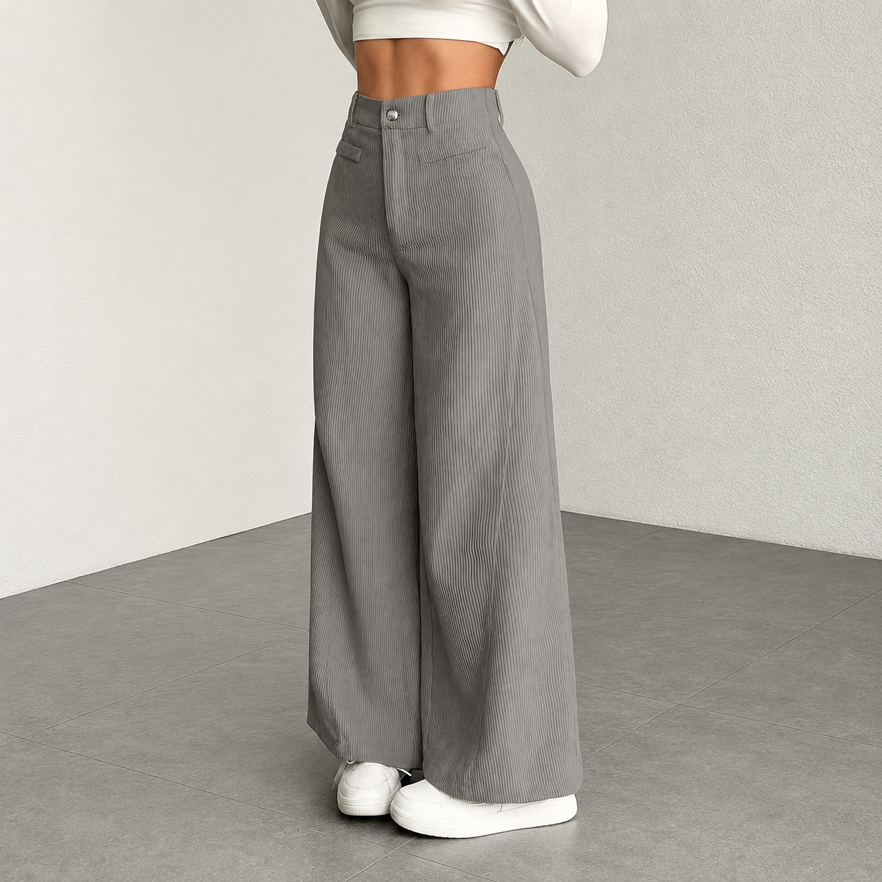 Casual Corduroy Texture Pant For Everyday Wear For Women