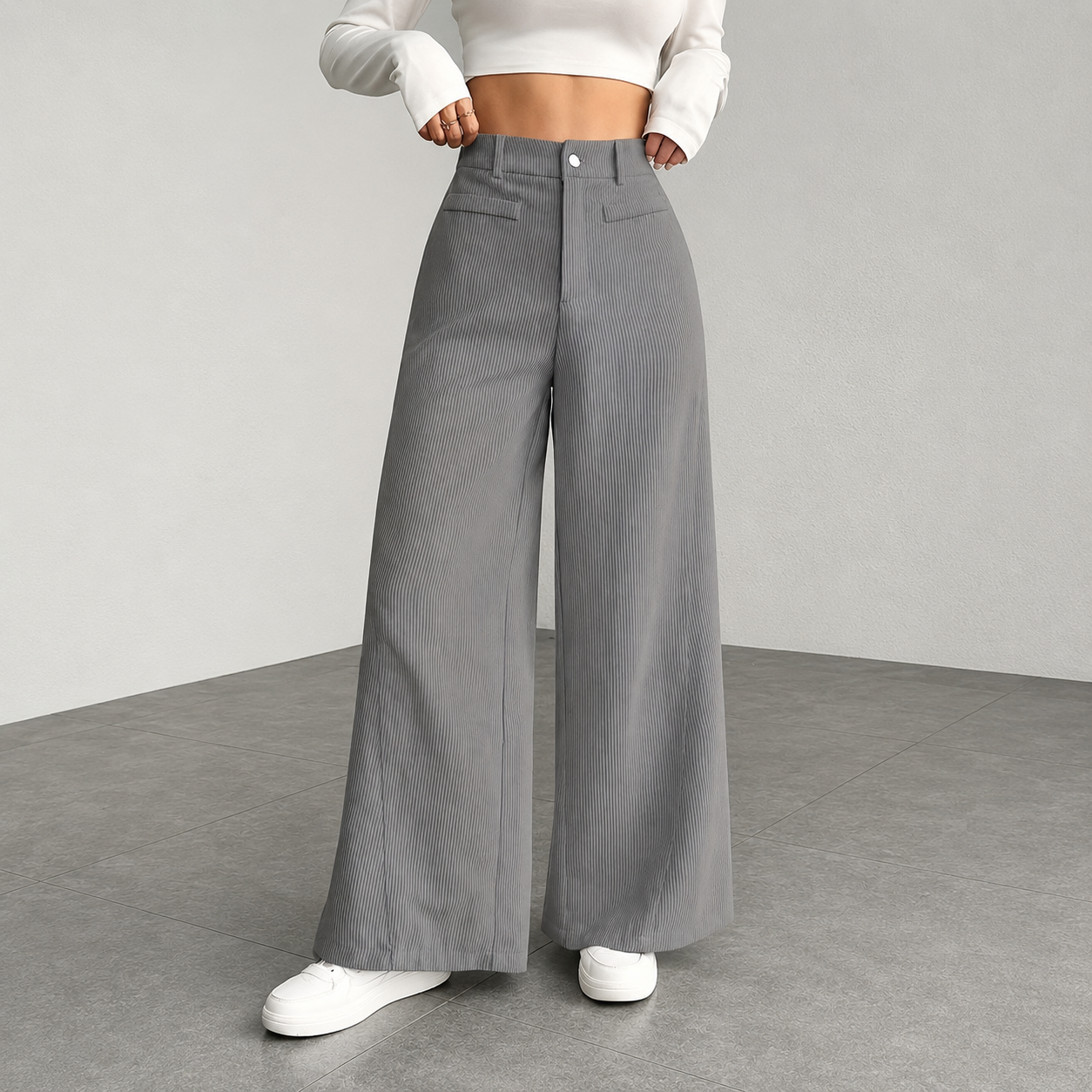 Casual Corduroy Texture Pant For Everyday Wear For Women