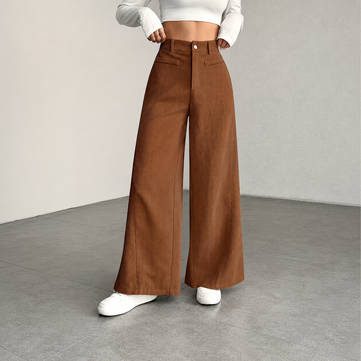 Casual Corduroy Texture Pant For Everyday Wear For Women