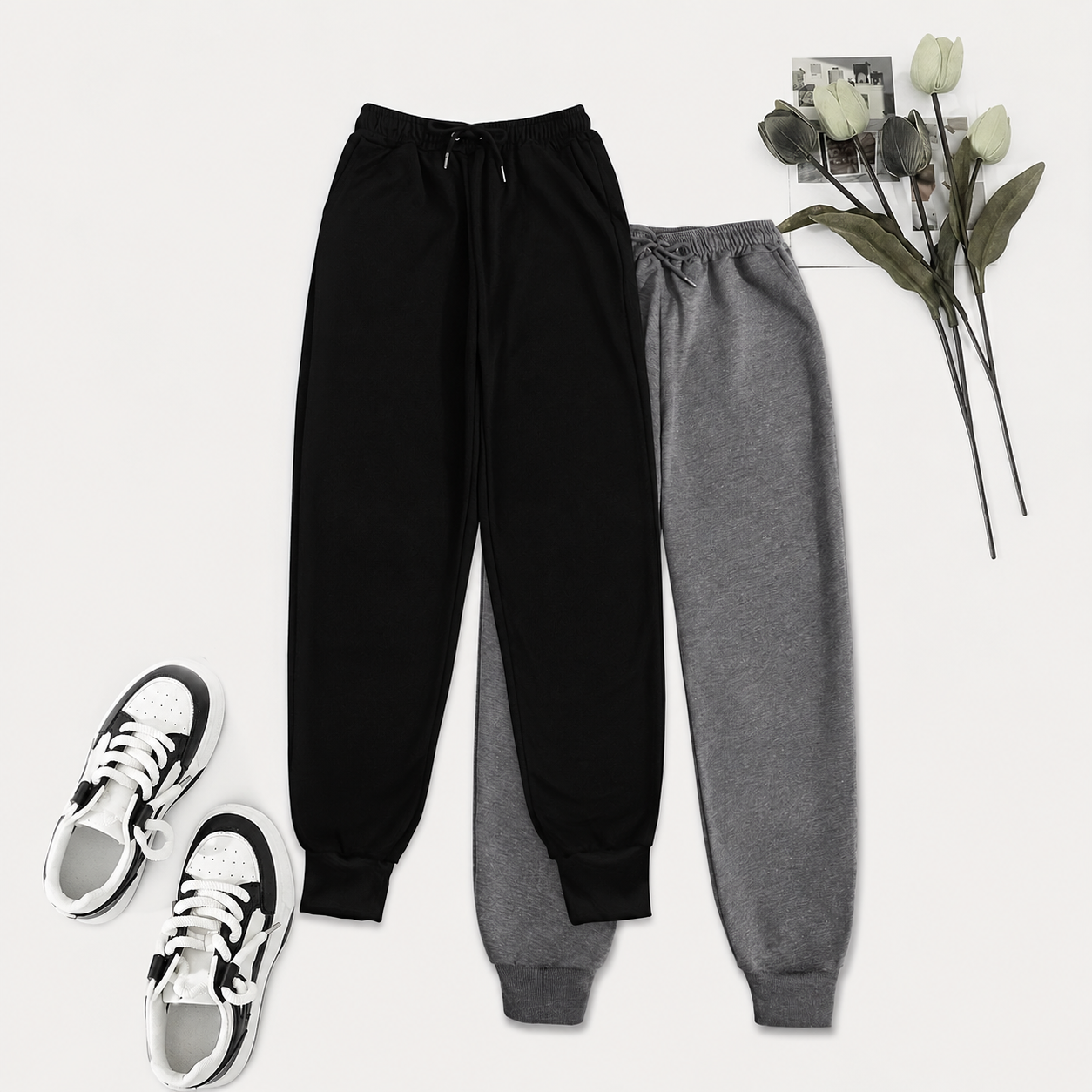 2 Piece Casual Drawstring Jogger Pants For Women