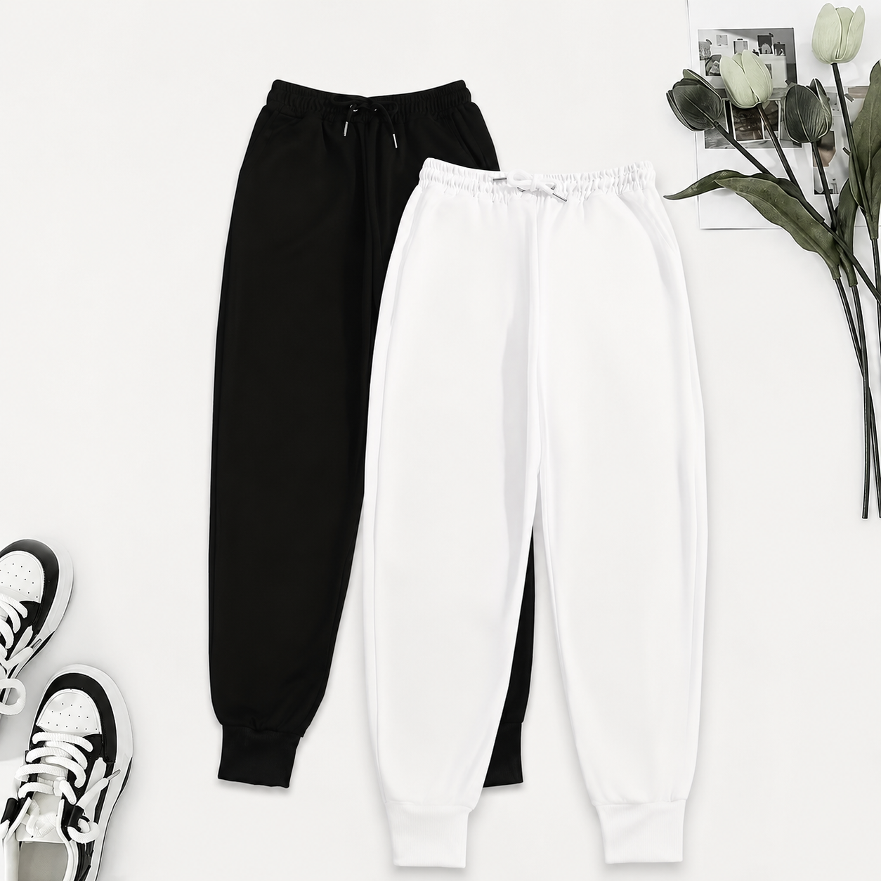 2 Piece Casual Drawstring Jogger Pants For Women