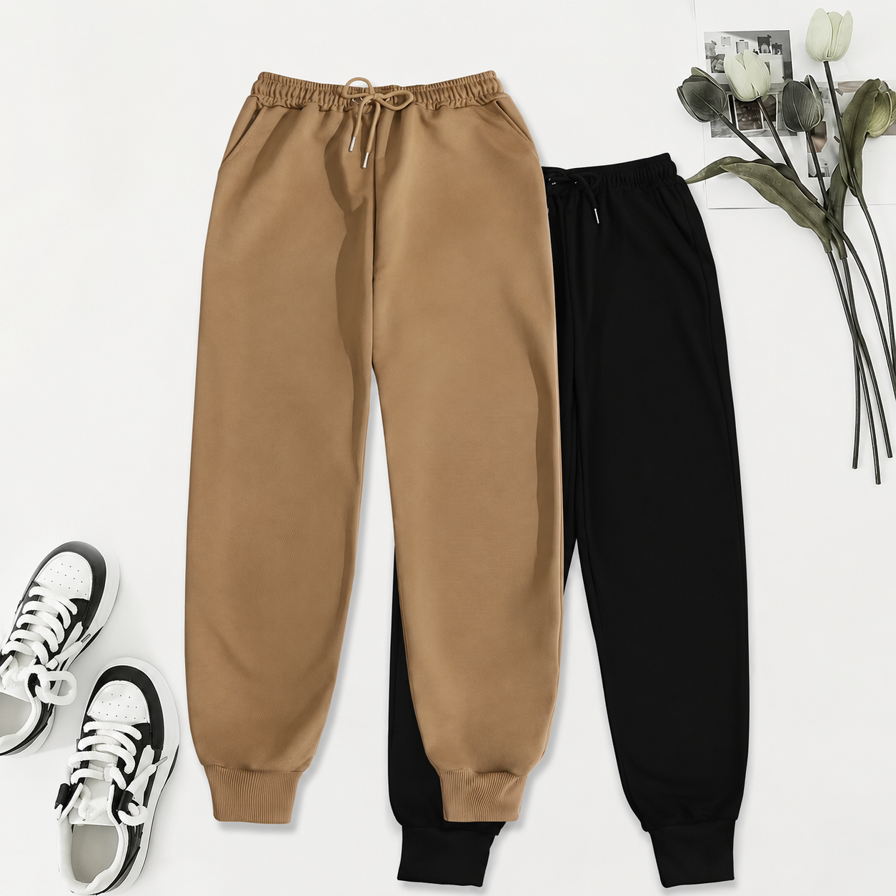 2 Piece Casual Drawstring Jogger Pants For Women