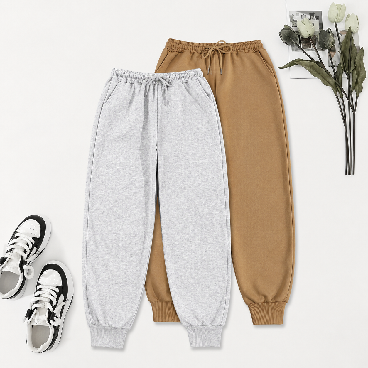 2 Piece Casual Drawstring Jogger Pants For Women