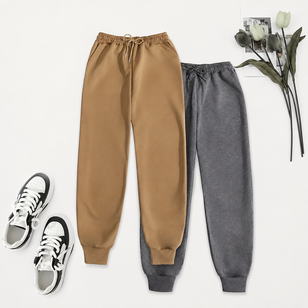 2 Piece Casual Drawstring Jogger Pants For Women