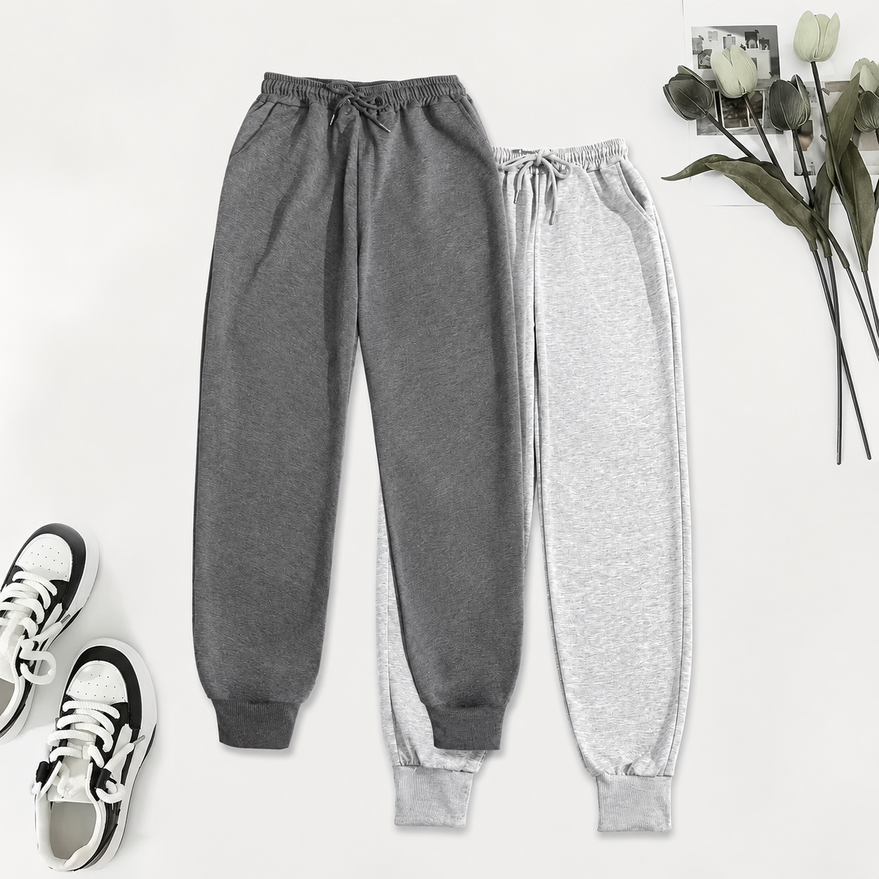2 Piece Casual Drawstring Jogger Pants For Women