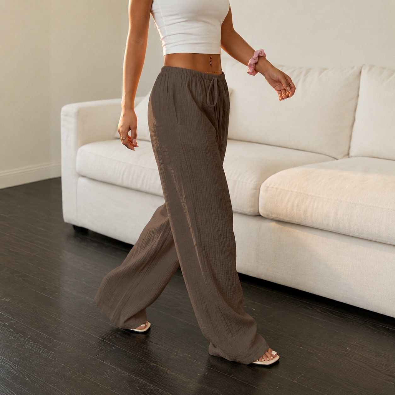 Two Piece Straight Pant Set For Everyday Wear For Women