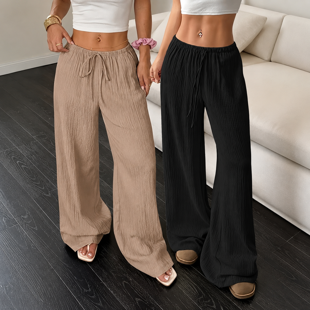 Two Piece Straight Pant Set For Everyday Wear For Women