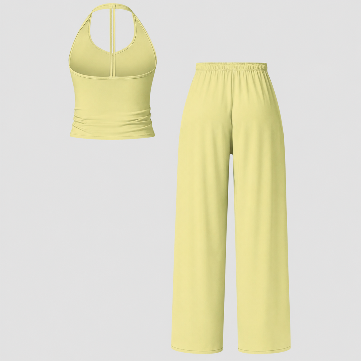 Sleeveless Crop Tank Top And Wide Pants For Women