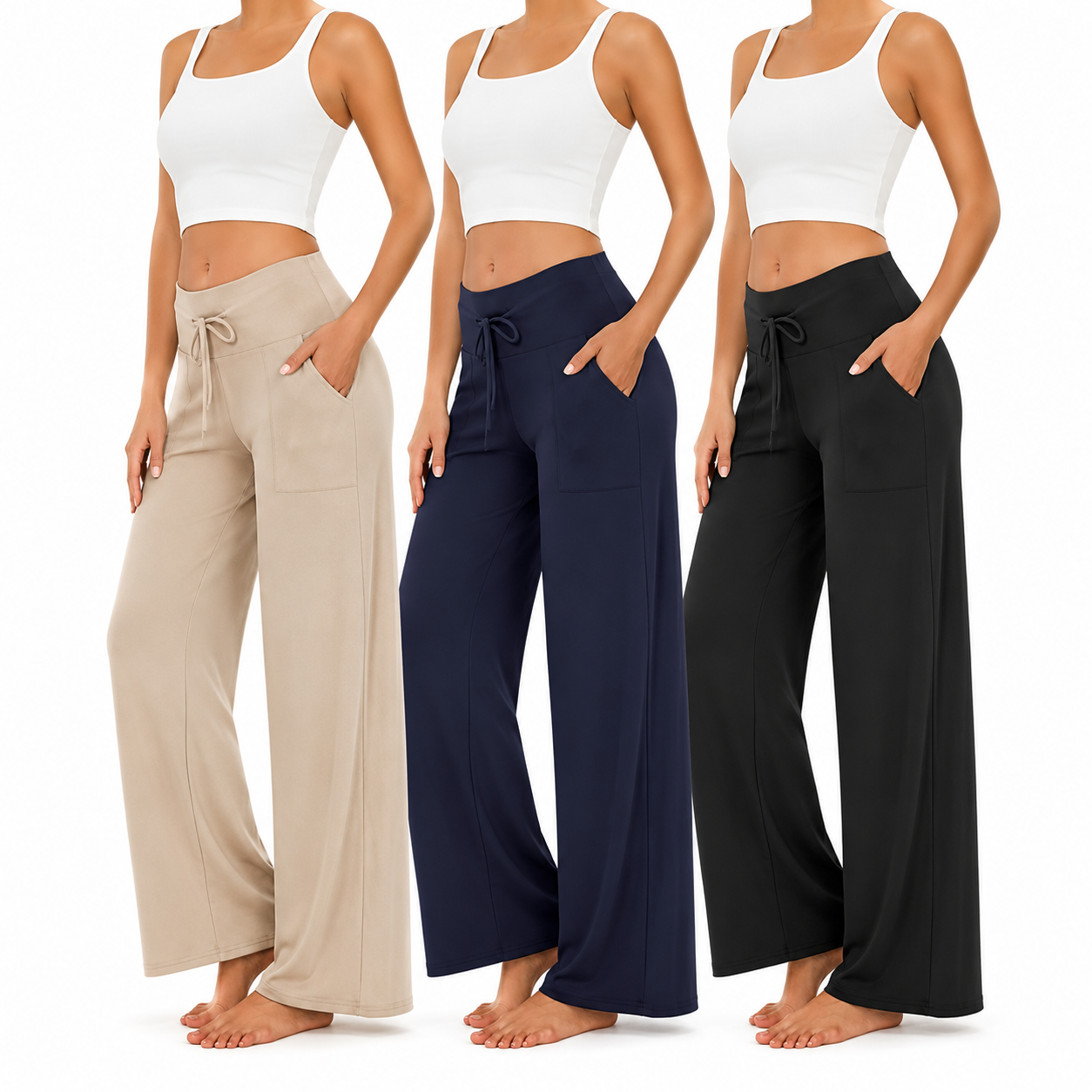 Pack Of 3 Palazzo Lounge Pants For Women