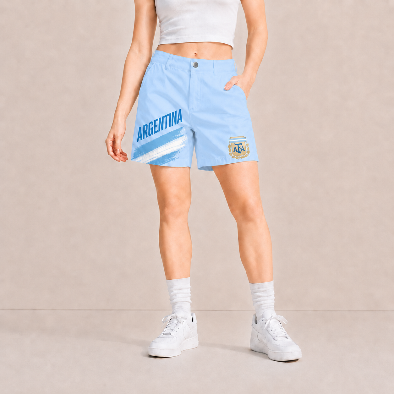 World Cup 2026 Argentina Football Fan Printed Twill Shorts