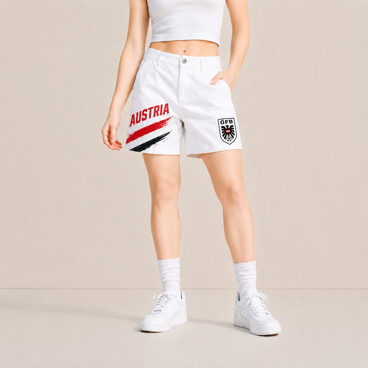 World Cup 2026 Austria Football Fan Printed Twill Shorts