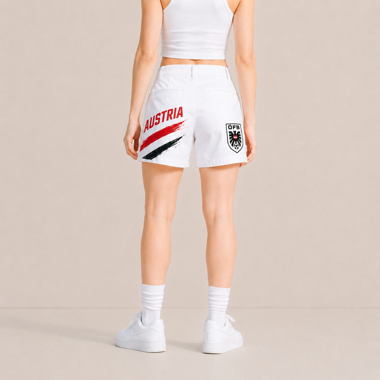 World Cup 2026 Austria Football Fan Printed Twill Shorts