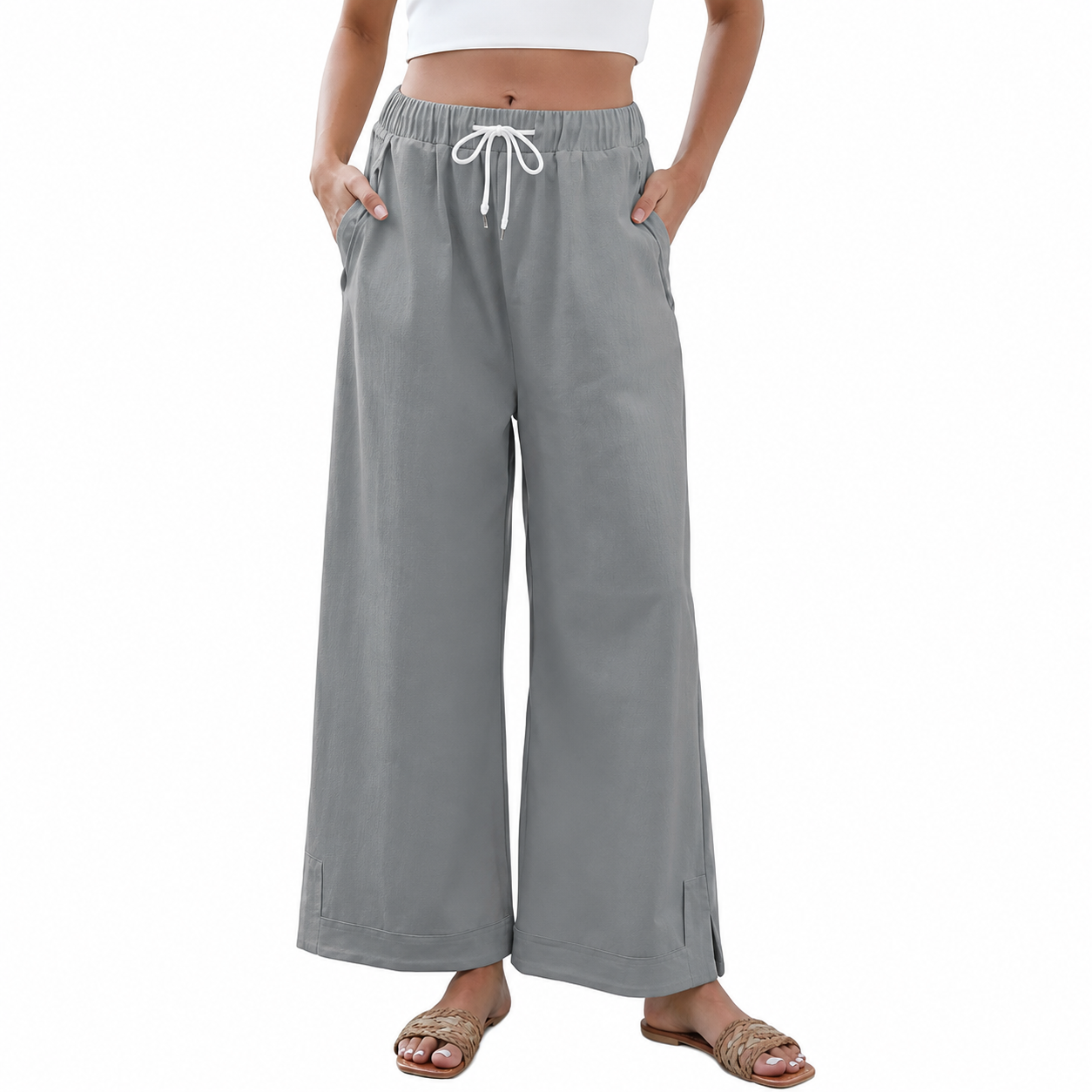 Casual Wide Fit Baggy Lounge Pants with Pockets For Women