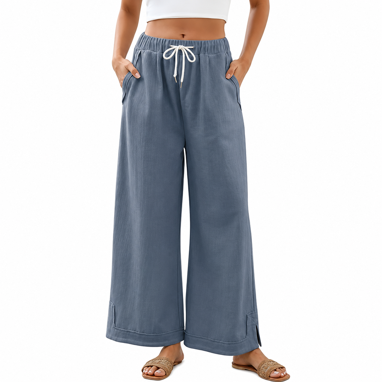 Casual Wide Fit Baggy Lounge Pants with Pockets For Women