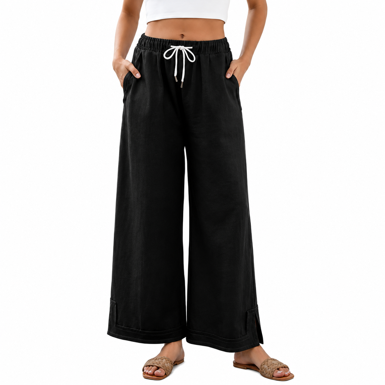 Casual Wide Fit Baggy Lounge Pants with Pockets For Women