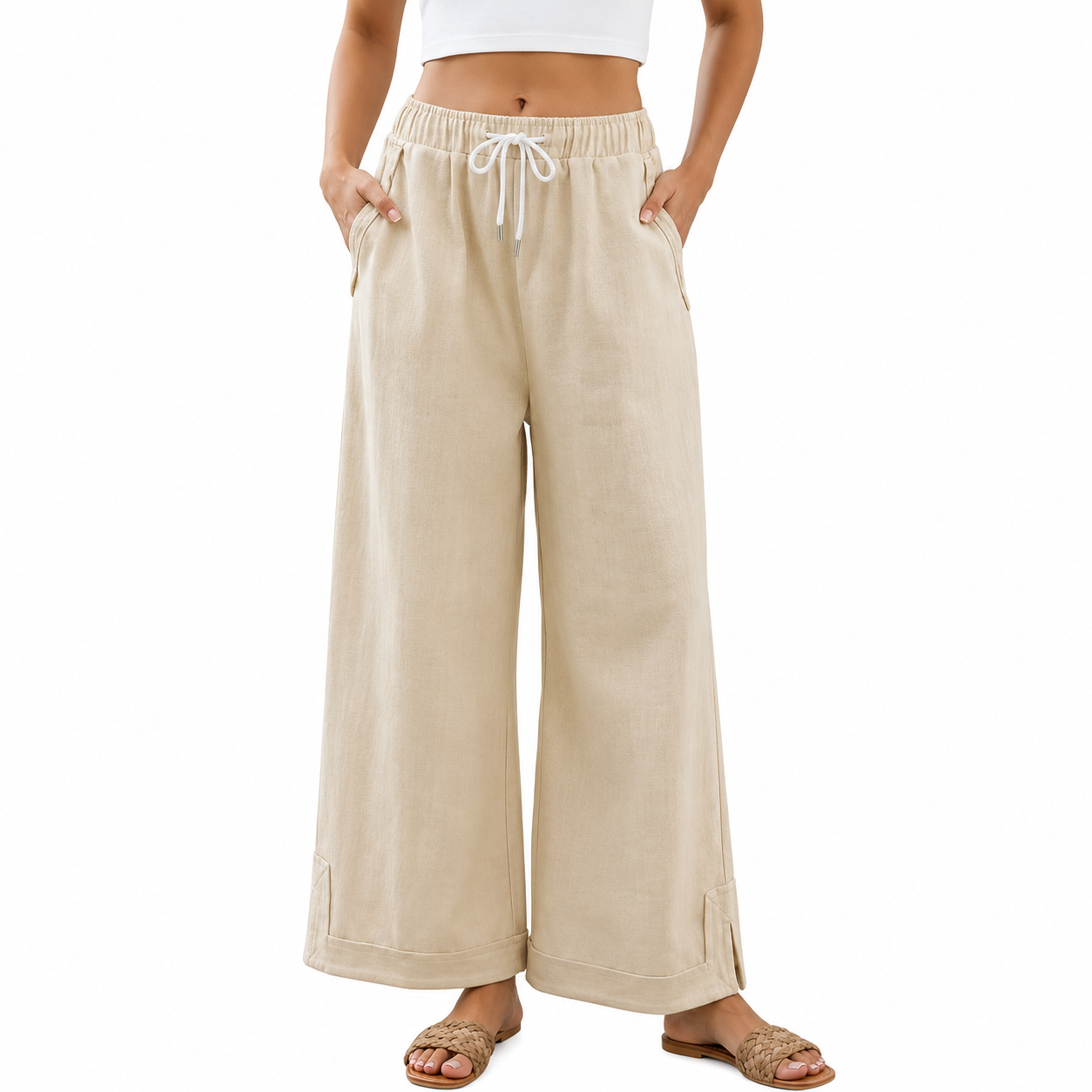 Casual Wide Fit Baggy Lounge Pants with Pockets For Women