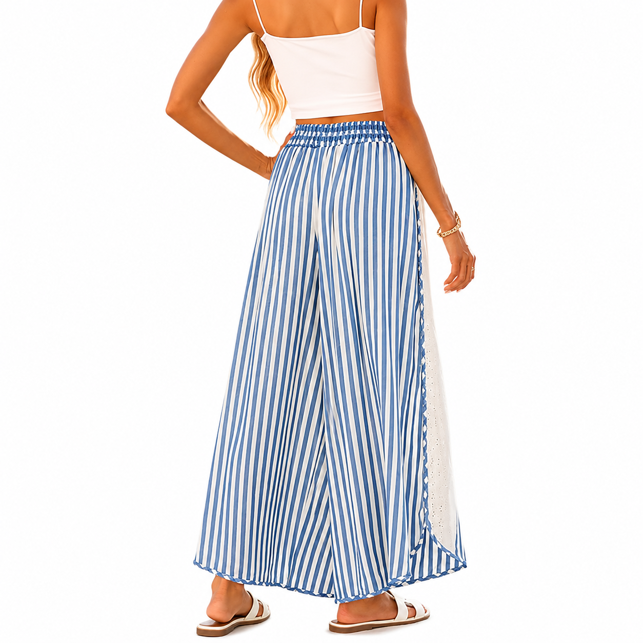 Casual Loose Striped Wide Lounge Palazzo Pants For Women