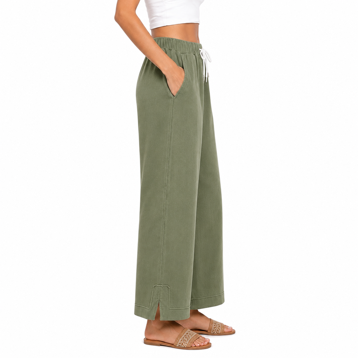 Casual Wide Fit Baggy Lounge Pants With Pockets For Women