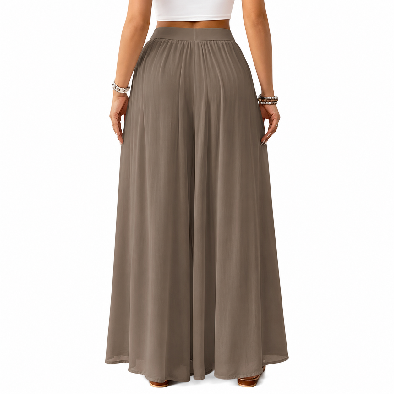 Flowy High Rise Casual Palazzo Pants For Women