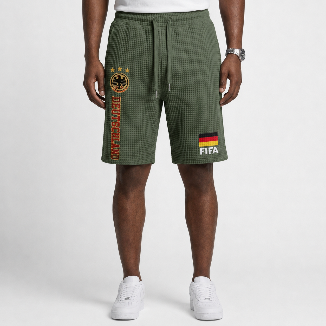 FIFA 2026 Germany Printed Waffle Football Fan Shorts