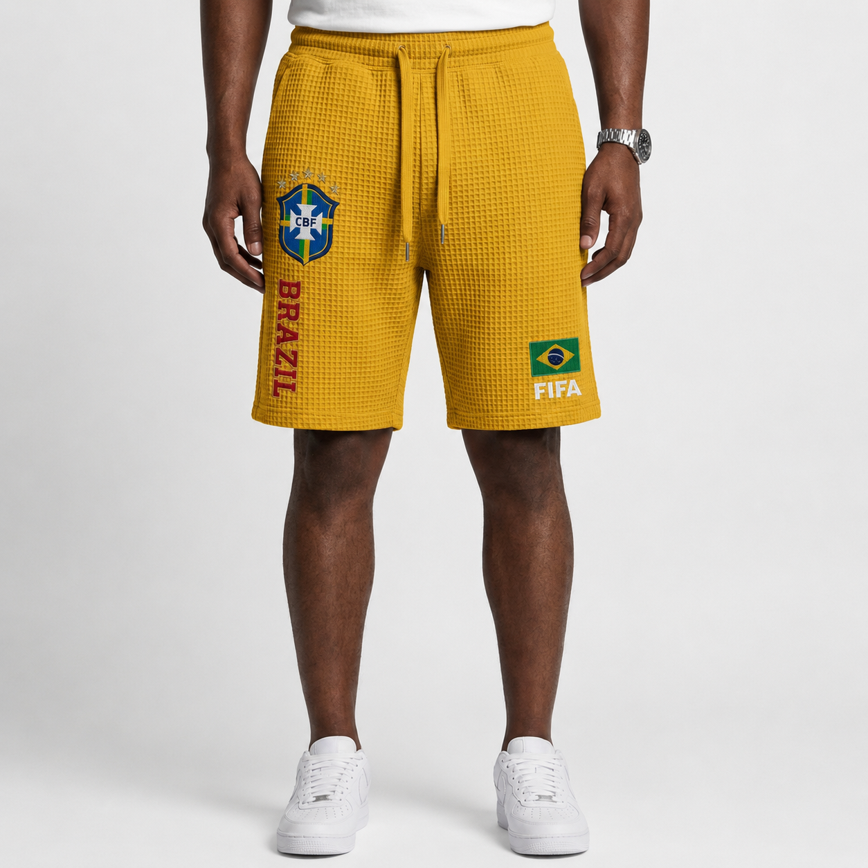 FIFA 2026 Brazil Printed Waffle Football Fan Shorts