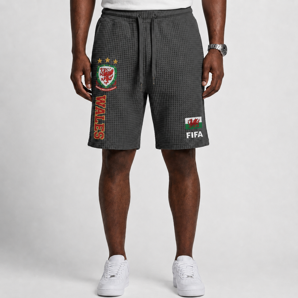 FIFA 2026 Wales Printed Waffle Football Fan Shorts
